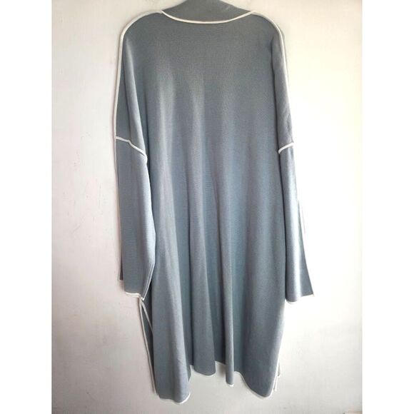 NWOT Marla Wynne Blue Grey Cotton Duster Length Open Cardigan Sweater size 3X - Picture 3 of 11